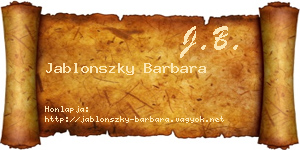 Jablonszky Barbara névjegykártya